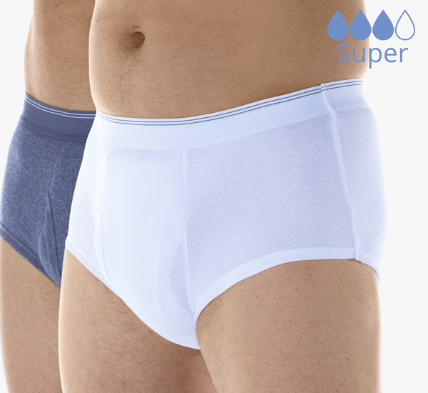Washable Incontinence Underwear for Men, Regular Cotton Leak-Proof Briefs  with Front Absorption Area for Bladder Leak Protection 50ml.(Gray,  4X-Large
